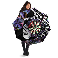 Personalised New Zealand Darts Umbrella Ngutukaka Manaia Taniko Luxury Purple - Polynesian Pride