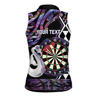 Personalised New Zealand Darts Women Sleeveless Polo Shirt Ngutukaka Manaia Taniko Luxury Purple - Polynesian Pride