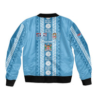 Fiji Day 1970 Bomber Jacket For Fiji Ever Fiji Tapa Pattern Blue LT14 - Polynesian Pride