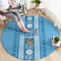 Fiji Day 1970 Round Carpet For Fiji Ever Fiji Tapa Pattern Blue LT14 - Polynesian Pride