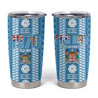Fiji Day 1970 Tumbler Cup For Fiji Ever Fiji Tapa Pattern Blue LT14 Blue - Polynesian Pride