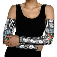 Fiji Day 1970 Arm Sleeves For Fiji Ever Fiji Tapa Pattern White LT14 - Polynesian Pride