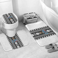 Fiji Day 1970 Bathroom Set For Fiji Ever Fiji Tapa Pattern White LT14 Mat Set Only (3 pcs) One Size White - Polynesian Pride