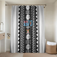 Fiji Day 1970 Bathroom Set For Fiji Ever Fiji Tapa Pattern White LT14 Shower Curtain Only White - Polynesian Pride