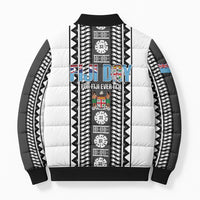 Fiji Day 1970 Bomber Puffer Jacket For Fiji Ever Fiji Tapa Pattern White LT14 - Polynesian Pride