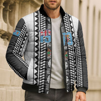 Fiji Day 1970 Bomber Puffer Jacket For Fiji Ever Fiji Tapa Pattern White LT14 - Polynesian Pride