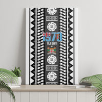 Fiji Day 1970 Canvas Wall Art For Fiji Ever Fiji Tapa Pattern White LT14 - Polynesian Pride