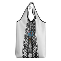Fiji Day 1970 Grocery Bag For Fiji Ever Fiji Tapa Pattern White LT14 - Polynesian Pride