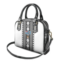 Fiji Day 1970 Shoulder Handbag For Fiji Ever Fiji Tapa Pattern White LT14 - Polynesian Pride