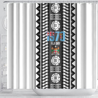 Fiji Day 1970 Shower Curtain For Fiji Ever Fiji Tapa Pattern White LT14 - Polynesian Pride