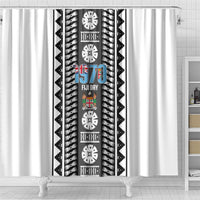 Fiji Day 1970 Shower Curtain For Fiji Ever Fiji Tapa Pattern White LT14 - Polynesian Pride