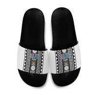 Fiji Day 1970 Slide Sandals For Fiji Ever Fiji Tapa Pattern White LT14 White - Polynesian Pride