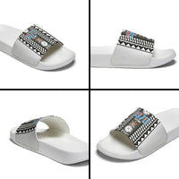 Fiji Day 1970 Slide Sandals For Fiji Ever Fiji Tapa Pattern White LT14 - Polynesian Pride