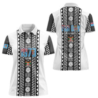 Fiji Day 1970 Women Polo Shirt For Fiji Ever Fiji Tapa Pattern White LT14 - Polynesian Pride