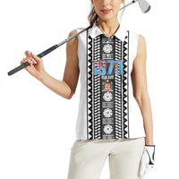 Fiji Day 1970 Women Sleeveless Polo Shirt For Fiji Ever Fiji Tapa Pattern White LT14 - Polynesian Pride