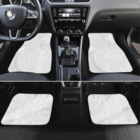 Tonga White Sunday Car Mats Fakame Tongan Ngatu Turtle LT14 Set 4pcs White - Polynesian Pride