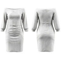 Tonga White Sunday Couples Matching Off The Shoulder Long Sleeve Dress and Long Sleeve Button Shirt Fakame Tongan Ngatu Turtle LT14 - Polynesian Pride