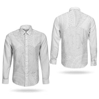 Tonga White Sunday Couples Matching Short Sleeve Bodycon Dress and Long Sleeve Button Shirt Fakame Tongan Ngatu Turtle LT14 - Polynesian Pride