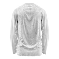 Tonga White Sunday Long Sleeve Shirt Fakame Tongan Ngatu Turtle LT14 - Polynesian Pride
