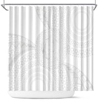 Tonga White Sunday Shower Curtain Fakame Tongan Ngatu Turtle LT14 White - Polynesian Pride