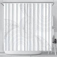 Tonga White Sunday Shower Curtain Fakame Tongan Ngatu Turtle LT14 - Polynesian Pride