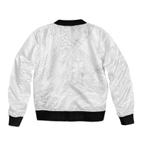 Tonga White Sunday Sleeve Zip Bomber Jacket Fakame Tongan Ngatu Turtle LT14 - Polynesian Pride