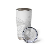 Tonga White Sunday Tumbler Cup Fakame Tongan Ngatu Turtle LT14 - Polynesian Pride