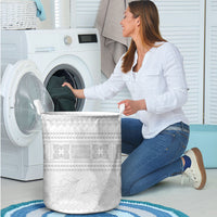 Samoa White Sunday Laundry Basket Lotu Tamaiti Samoan Siapo Teuila Flowers LT14 - Polynesian Pride