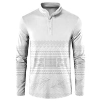 Samoa White Sunday Button Sweatshirt Lotu Tamaiti Samoan Siapo Teuila Flowers LT14 White - Polynesian Pride