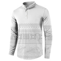 Samoa White Sunday Button Sweatshirt Lotu Tamaiti Samoan Siapo Teuila Flowers LT14 - Polynesian Pride