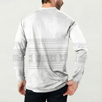 Samoa White Sunday Button Sweatshirt Lotu Tamaiti Samoan Siapo Teuila Flowers LT14 - Polynesian Pride