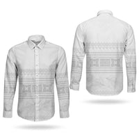 Samoa White Sunday Couples Matching Summer Maxi Dress and Long Sleeve Button Shirt Lotu Tamaiti Samoan Siapo Teuila Flowers LT14 - Polynesian Pride