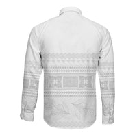 Samoa White Sunday Long Sleeve Button Shirt Lotu Tamaiti Samoan Siapo Teuila Flowers LT14 - Polynesian Pride