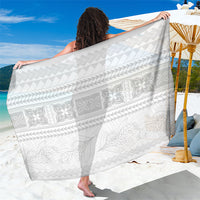 Samoa White Sunday Sarong Lotu Tamaiti Samoan Siapo Teuila Flowers LT14 One Size 44 x 66 inches White - Polynesian Pride