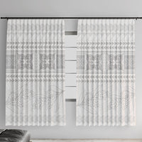 Samoa White Sunday Window Curtain Lotu Tamaiti Samoan Siapo Teuila Flowers LT14 With Hooks White - Polynesian Pride