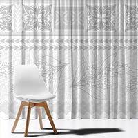 Samoa White Sunday Window Curtain Lotu Tamaiti Samoan Siapo Teuila Flowers LT14 - Polynesian Pride