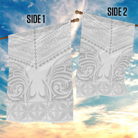 Niue White Sunday Garden Flag Aho Tapu Fanau Hiapo Pattern LT14 - Polynesian Pride