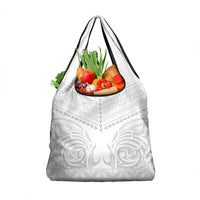 Niue White Sunday Grocery Bag Aho Tapu Fanau Hiapo Pattern LT14 1-pack One Size White - Polynesian Pride