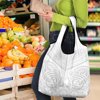 Niue White Sunday Grocery Bag Aho Tapu Fanau Hiapo Pattern LT14 - Polynesian Pride