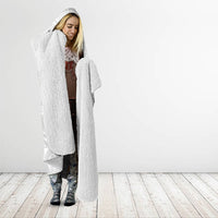 Niue White Sunday Hooded Blanket Aho Tapu Fanau Hiapo Pattern LT14 - Polynesian Pride