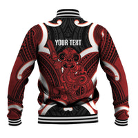 Whero Aotearoa Atua Tumatauenga Personalised Baseball Jacket Maori God Of War Tiki With Taiaha LT14 - Polynesian Pride