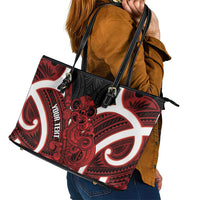 Whero Aotearoa Atua Tumatauenga Personalised Leather Tote Bag Maori God Of War Tiki With Taiaha LT14 - Polynesian Pride