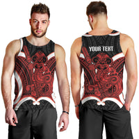 Whero Aotearoa Atua Tumatauenga Personalised Men Tank Top Maori God Of War Tiki With Taiaha LT14 - Polynesian Pride