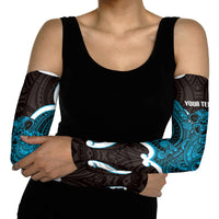 Kikorangi Aotearoa Atua Tumatauenga Personalised Arm Sleeves Maori God Of War Tiki With Taiaha LT14 - Polynesian Pride