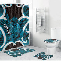 Kikorangi Aotearoa Atua Tumatauenga Personalised Bathroom Set Maori God Of War Tiki With Taiaha LT14 Bathroom Set (4 pcs) Blue - Polynesian Pride