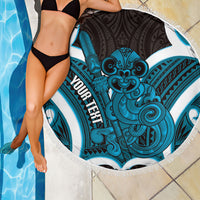 Kikorangi Aotearoa Atua Tumatauenga Personalised Beach Blanket Maori God Of War Tiki With Taiaha LT14 - Polynesian Pride