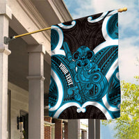 Kikorangi Aotearoa Atua Tumatauenga Personalised Garden Flag Maori God Of War Tiki With Taiaha LT14 House Flag Blue - Polynesian Pride