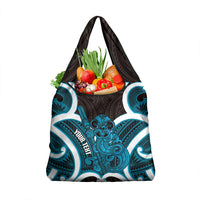 Kikorangi Aotearoa Atua Tumatauenga Personalised Grocery Bag Maori God Of War Tiki With Taiaha LT14 1-pack One Size Blue - Polynesian Pride