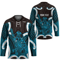 Kikorangi Aotearoa Atua Tumatauenga Personalised Hockey Jersey Maori God Of War Tiki With Taiaha LT14 - Polynesian Pride