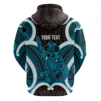 Kikorangi Aotearoa Atua Tumatauenga Personalised Hoodie Maori God Of War Tiki With Taiaha LT14 - Polynesian Pride